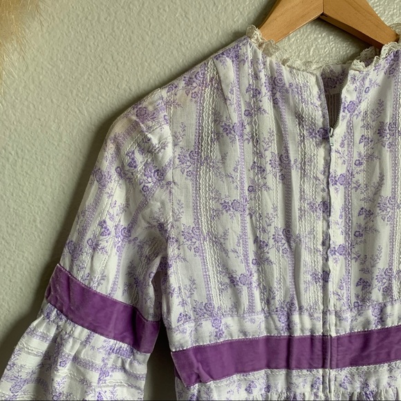 Vintage 60s Kids Floral Boho Dress - Picture 8 of 13